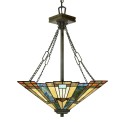Klassieke Tiffany-stijl kroonluchter, 3-lamps glazen kap Inglenook Aanbieding