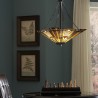 Klassieke Tiffany-stijl kroonluchter, 3-lamps glazen kap Inglenook Catalogus