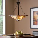 Klassieke Tiffany-stijl kroonluchter, 3-lamps glazen kap Inglenook Verkoop