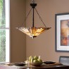 Klassieke Tiffany-stijl kroonluchter, 3-lamps glazen kap Inglenook Verkoop