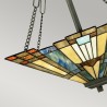 Klassieke Tiffany-stijl kroonluchter, 3-lamps glazen kap Inglenook Aanbod