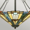 Klassieke Tiffany-stijl kroonluchter, 3-lamps glazen kap Inglenook Korting
