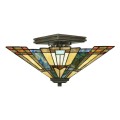 Tiffany plafondlamp met klassiek ontwerp, 2 lichts Inglenook lampenkap Aanbieding