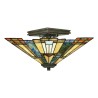 Tiffany plafondlamp met klassiek ontwerp, 2 lichts Inglenook lampenkap Aanbieding