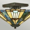 Tiffany plafondlamp met klassiek ontwerp, 2 lichts Inglenook lampenkap Verkoop