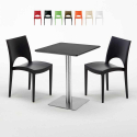 Vierkante tafel 60x60 cm met 2 gekleurde stoelen Paris Pistachio Kortingen