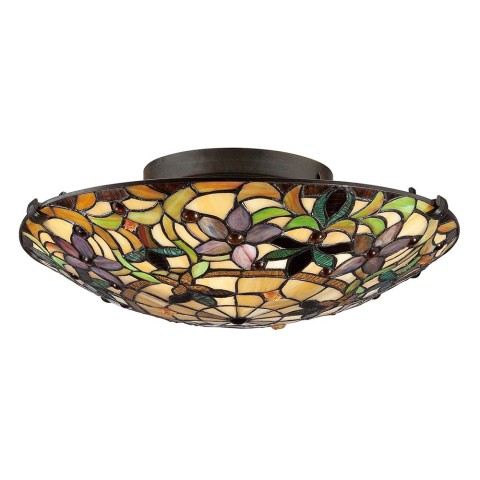 Tiffany plafondlamp met kleurrijke glazen kap Kami Aanbieding