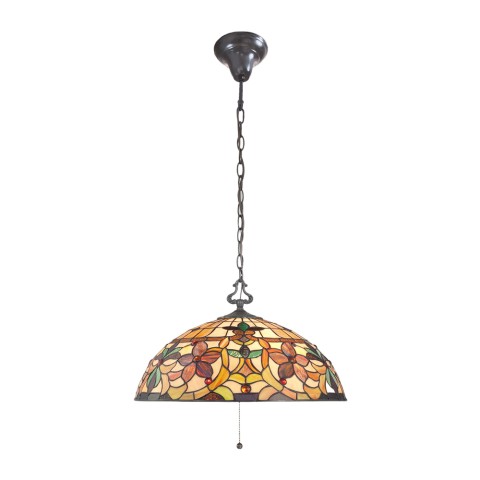 Tiffany stijl hanglamp klassieke 3-lichts gekleurd glas Kami Aanbieding