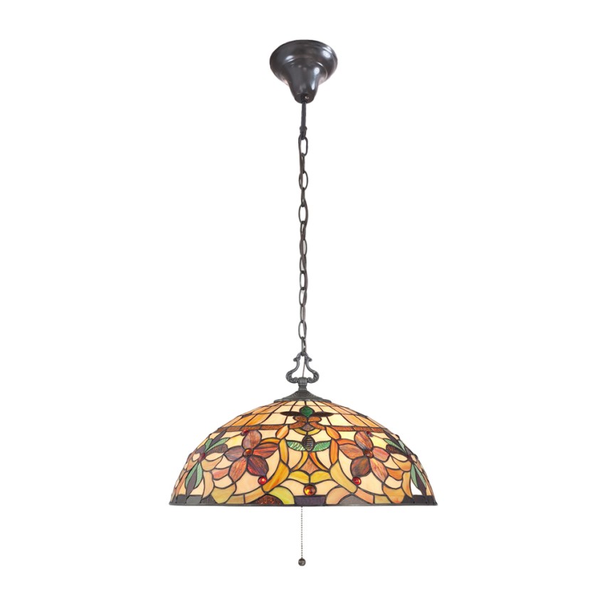 Tiffany stijl hanglamp klassieke 3-lichts gekleurd glas Kami Aanbieding Tiffany stijl hanglamp klassieke 3-lichts gekleurd glas Kami Aanbieding