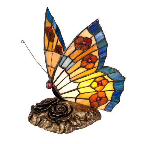 Tiffany bureaulamp met gekleurd glas Vlinder Obutterfly Aanbieding