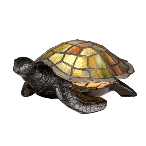Tiffany-stijl tafellamp schildpad met kleurrijke Sawback lampenkap Aanbieding