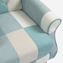 Fauteuil in patchworkstijl Relaxfauteuil met verstelbare rugleuning en poef in blauw Ethron Model