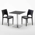 Vierkante tafel 60x60 cm Stalen onderstel en zwart top met 2 gekleurde stoelen Paris Pistachio Aankoop