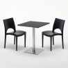 Vierkante tafel 60x60 cm Stalen onderstel en zwart top met 2 gekleurde stoelen Paris Pistachio Aankoop