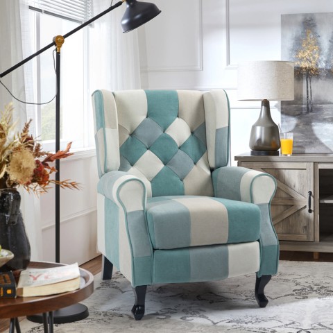 Relaxfauteuil in patchworkstijl met verstelbare rugleuning Ethron Aanbieding