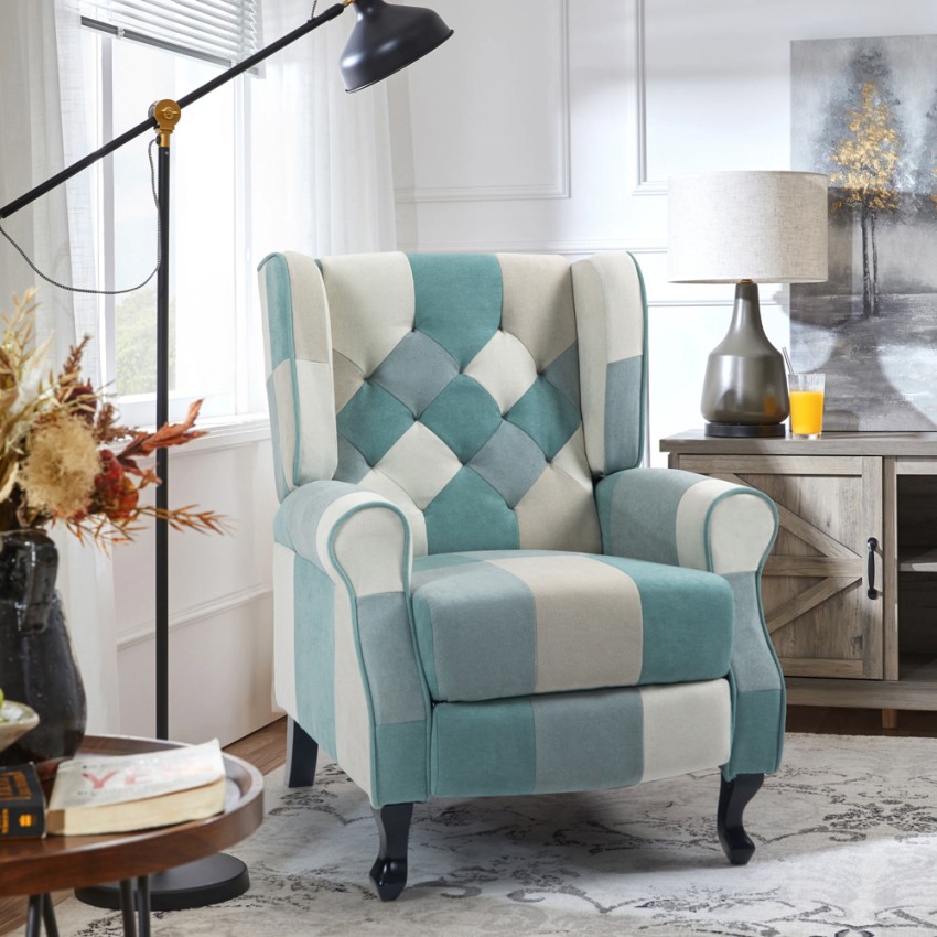Relaxfauteuil in patchworkstijl met verstelbare rugleuning Ethron Aanbieding Relaxfauteuil in patchworkstijl met verstelbare rugleuning Ethron Aanbieding