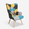 Set fauteuil patchwork + voetenbank Scandinavische stijl Chapty Plus. Keuze