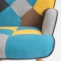 Set fauteuil patchwork + voetenbank Scandinavische stijl Chapty Plus. 