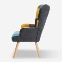Set fauteuil patchwork + voetenbank Scandinavische stijl Chapty Plus. Afmetingen