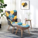 Set patchwork fauteuil en voetenbank in Scandinavische stijl Chapty Plus Korting
