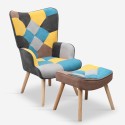 Set fauteuil patchwork + voetenbank Scandinavische stijl Chapty Plus. Voorraad