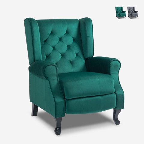 Relaxfauteuil in fluweelstof met verstelbare rugleuning Ethron Lux Aanbieding