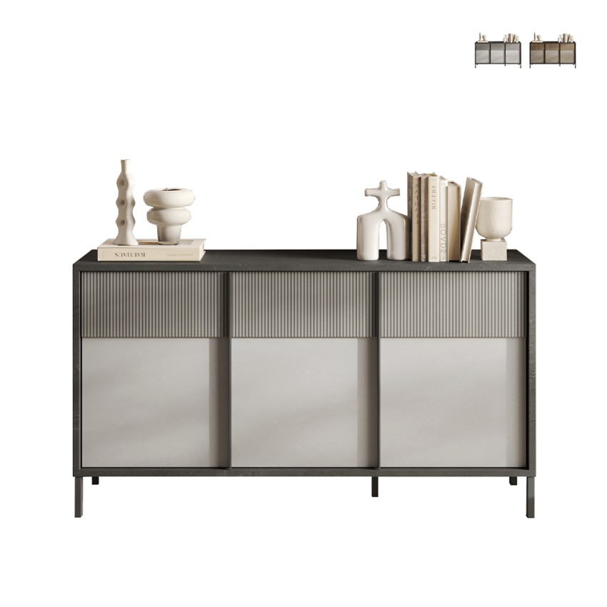 Moderne houten dressoir voor woonkamer of keuken 156x40x86cm 3 deuren Pitea Verkoop