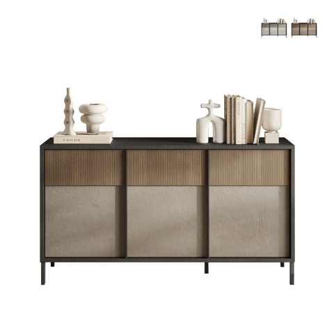 Moderne houten dressoir voor woonkamer of keuken 156x40x86cm 3 deuren Pitea Aanbieding