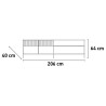 Moderne TV-meubel 205x40x44cm met 2 deuren en lade Jahn Afmetingen