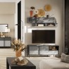 Moderne design tv-meubel voor woonkamer, met 2 deuren en 1 lade, 156x40x64 cm, Saban Afmetingen