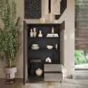 Moderne hoge woonkamerdressoir met 3 planken en 2 lades 106x177cm Blaine Afmetingen