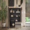 Moderne hoge woonkamerdressoir met 3 planken en 2 lades 106x177cm Blaine Afmetingen
