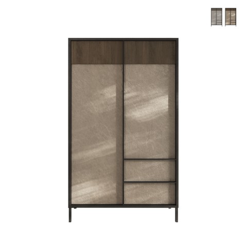 Moderne hoge woonkamerdressoir met 3 planken en 2 lades 106x177cm Blaine Aanbieding