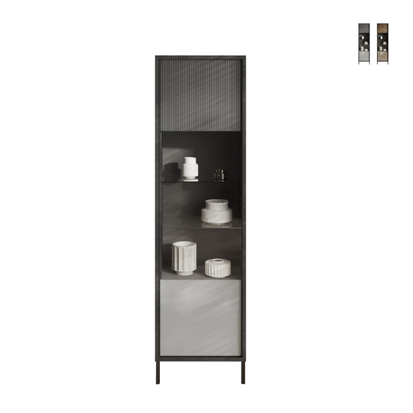 Moderne vitrinekast woonkamer met 2 legplanken 55x40x203cm Winona Aanbieding Moderne vitrinekast woonkamer met 2 legplanken 55x40x203cm Winona Aanbieding