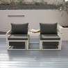 Tuin lounge set 2 fauteuils voetenbankje bijzettafel Qamal. Kortingen
