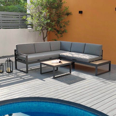Tuin loungeset met hoekbank met 3 + 2 zitplaatsen en tafel Eysha Aanbieding