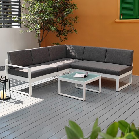 Tuinset met lounge hoekbank en glazen tafeltje Jamila Aanbieding