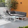 Tuinset met lounge hoekbank en glazen tafeltje Jamila Korting