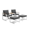 Loungeset met 2 fauteuils, 2 voetenbankjes en bijzettafel Qamal Voorraad