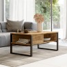 Lage salontafel 100x60 cm in industriële stijl van hout en metaal Maupin Aanbod