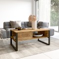 Lage salontafel 100x60 cm in industriële stijl van hout en metaal Maupin Aanbieding