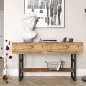 Houten en metalen consoletafel in industriële stijl met 2 laden Etage Korting