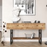 Houten en metalen consoletafel in industriële stijl met 2 laden Etage Korting