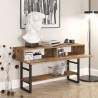Houten en metalen consoletafel in industriële stijl met 2 laden Etage Kortingen
