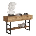 Houten en metalen consoletafel in industriële stijl met 2 laden Etage Verkoop