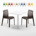 Vierkante salontafel wit 60x60 cm en 2 gekleurde stoelen Gruvyer Lemon Karakteristieken