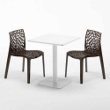 Vierkante salontafel wit 60x60 cm en 2 gekleurde stoelen Gruvyer Lemon 