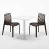 Vierkante salontafel wit 60x60 cm en 2 gekleurde stoelen Gruvyer Lemon 