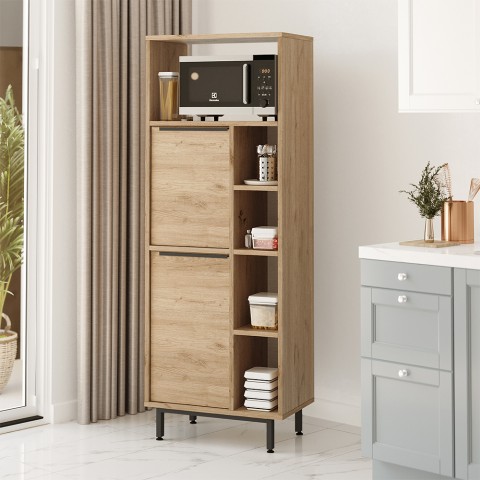 Houten keukenkast met 2 deuren en 7 planken 60x36x150 cm Biruni Aanbieding