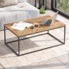 Minimalistische industriële salontafel van hout en metaal 100x60 cm Nael Korting